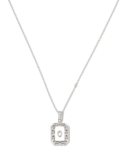 Shay 18k White Gold O Initial Diamond Pendant Necklace In Silver