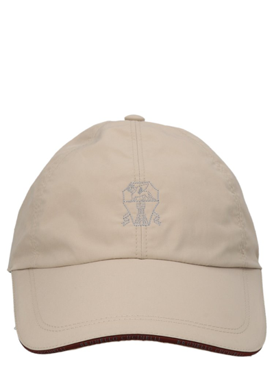 Brunello Cucinelli Logo-embroidered Suede Baseball Cap In Beige