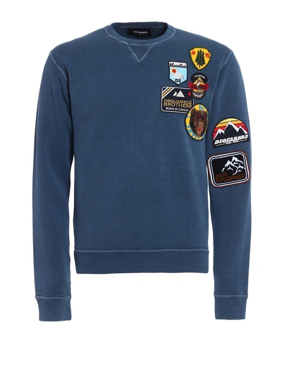 Dsquared2 Patch Embroidered Sweatshirt In Navy Blue | ModeSens