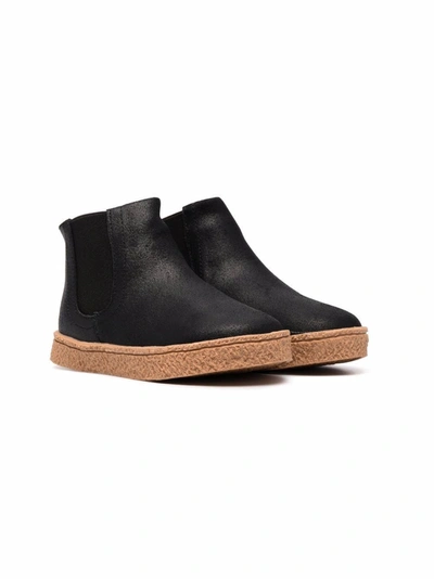 Age Of Innocence Kids' Gents Shearling-lined Suede Ankle Boots In Black