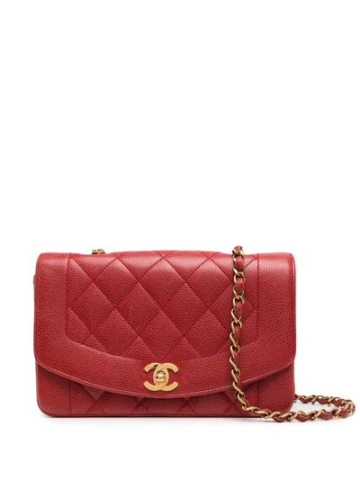 Pre-owned Chanel 1992 Small Diana Cc Crossbody Bag In Red