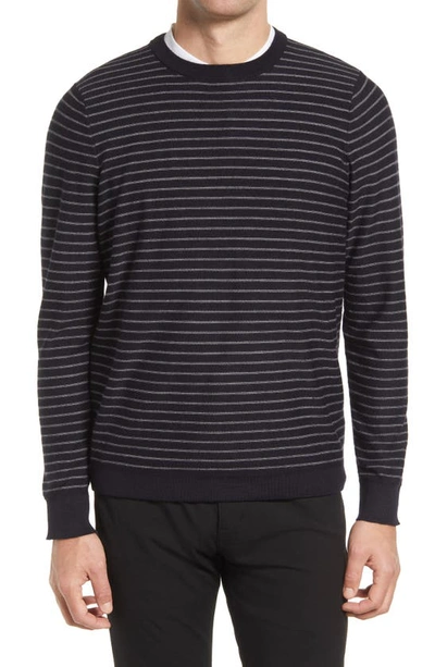 Nordstrom Tech-smart Stripe Merino Wool Blend Sweater In Navy Grey Reverse Stripe