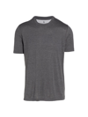 Brunello Cucinelli Men's Silk & Cotton Crewneck T-shirt In Dark Grey