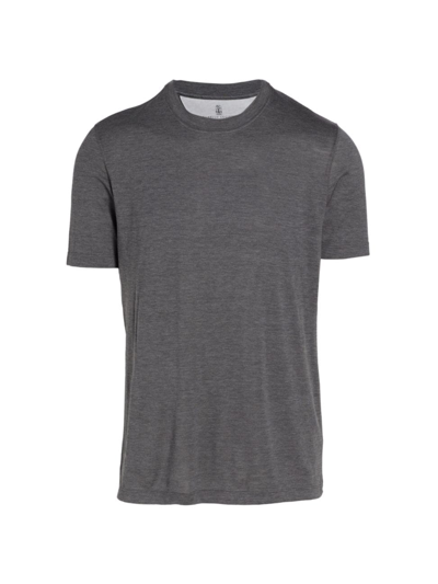 Brunello Cucinelli Men's Silk & Cotton Crewneck T-shirt In Cfb21 Dark Grey