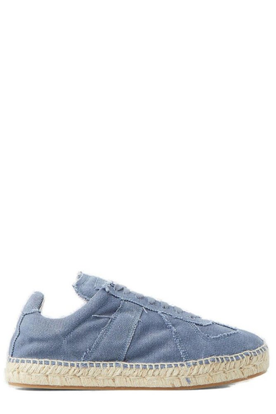 Maison Margiela Frayed Denim Low-top Espadrille Sneakers In Blue