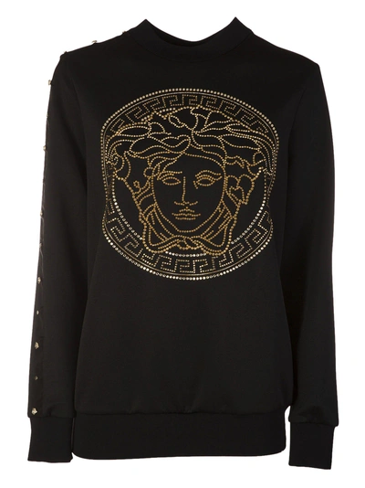 Versace Logo Sweatshirt In Nero