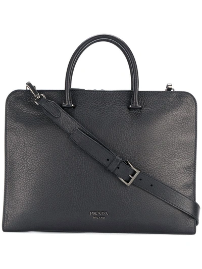 Prada Top Handle Laptop Bag In Black