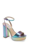 Steve Madden Lessa Platform Ankle Strap Sandal In Iridescent