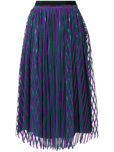 Msgm Striped Tulle Skirt - Green