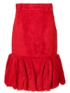 Prada Fluffy Ruffled Hem Midi Skirt In Red