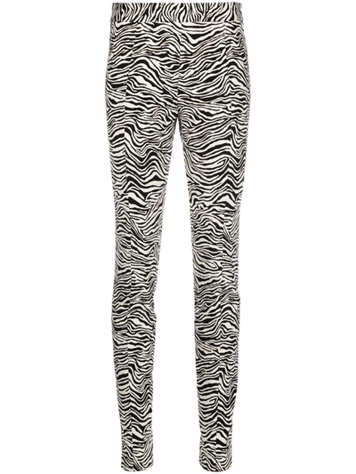 Proenza Schouler Zebra-jacquard Stretch Cotton-blend Slim-leg Pants In Animal,black