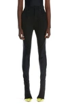 Mugler High Waist Colorblock Bonded Jersey & Denim Skinny Jeans In B1919 Black/ Black