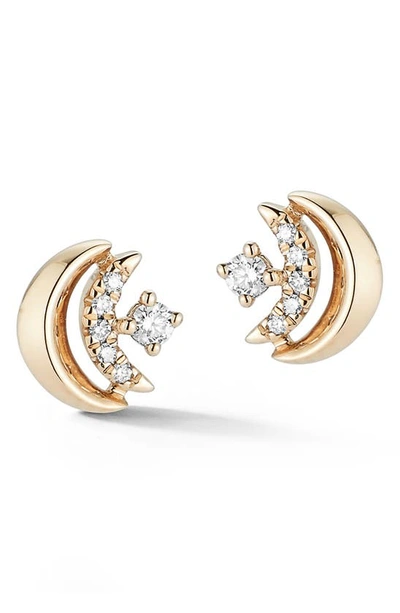 Dana Rebecca Designs Reese Brooklyn Diamond Double Crescent Stud Earrings In Yellow Gold