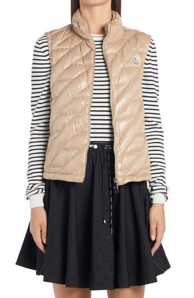 Moncler Lecroisic Quilted Down Puffer Vest In Beige