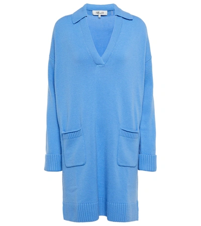 Diane Von Furstenberg Malone Sweater Minidress In Blue