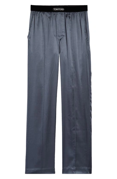 Tom Ford Stretch Silk Pajama Pants In Dark Grey