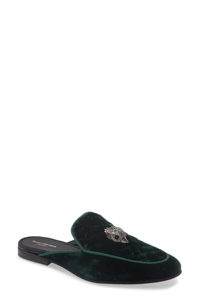 Kurt Geiger Hugh Quilted Velvet Mule In Khaki