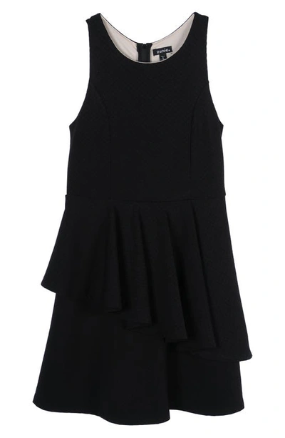 Zunie Kids' Asymmetric Tiered Ruffle Dress In Black