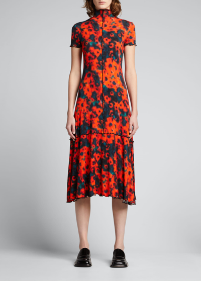 Proenza Schouler White Label Sunflower Abstract-print Midi Dress