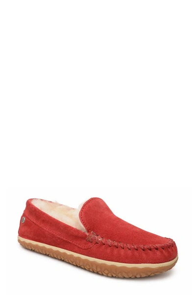 Minnetonka Terese Genuine Shearling Loafer In Red