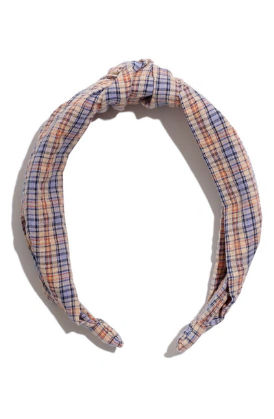 Madewell Knotted Covered Headband In Rainwashed Peri Multi