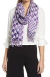 Nordstrom Tissue Print Wool & Cashmere Wrap Scarf In Purple Violet Houndstooth