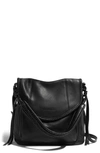 Aimee Kestenberg All For Love Convertible Leather Shoulder Bag In Black W/ Shiny Black