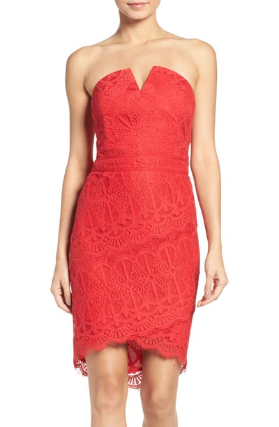 Adelyn Rae Strapless Lace Dress In Red