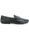 Prada Saffiano Driving Shoes In Black