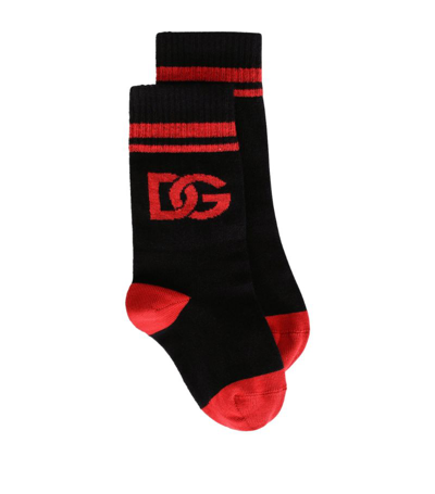 Dolce & Gabbana Kids Cotton-blend Logo Socks In Red