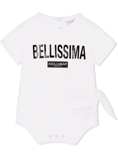 Dolce & Gabbana Babies' Kids Bellissima Motif Bodysuit (0-24 Months) In White