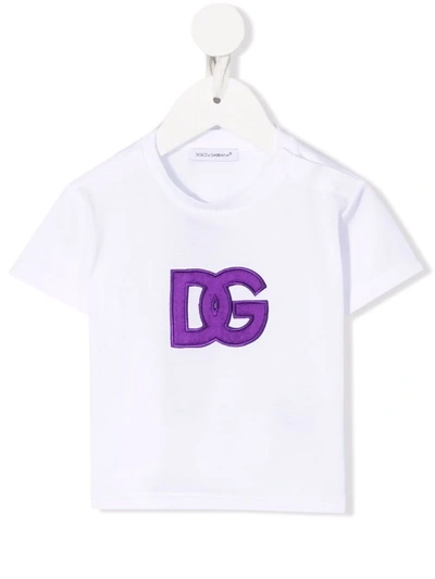 Dolce & Gabbana Babies' Kids Cotton Logo T-shirt (3-30 Months) In W0800 Optical White