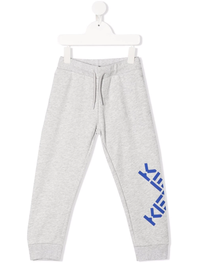 Kenzo Kids' Logo-print Track Trousers In Grey