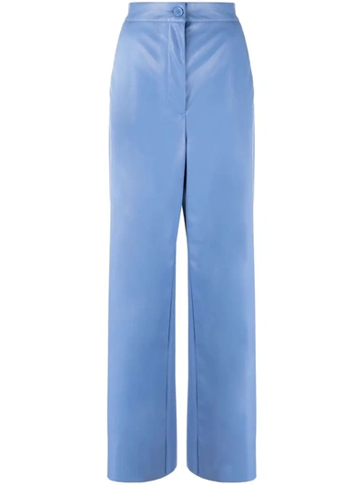 Mm6 Maison Margiela Faux-leather Straight-leg Trousers In Blue