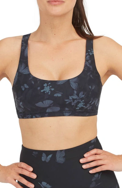 Spanxr Print Low Impact Sports Bra In Midnight Garden