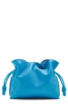 Loewe Mini Flamenco Leather Clutch In Lagoon Blue