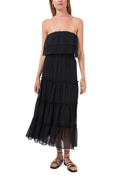 1.state Strapless Tiered Maxi Dress In Rich Black