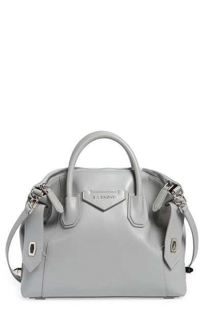 Givenchy Small Antigona Soft Leather Satchel In Cloud Grey