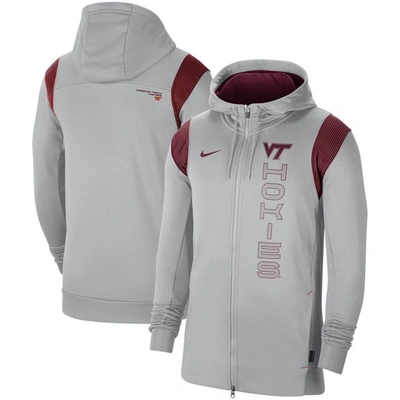 Nike Gray Virginia Tech Hokies 2021 Sideline Performance Full-zip Hoodie