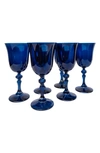 Estelle Colored Glass Set Of 6 Regal Goblets In Midnight Blue