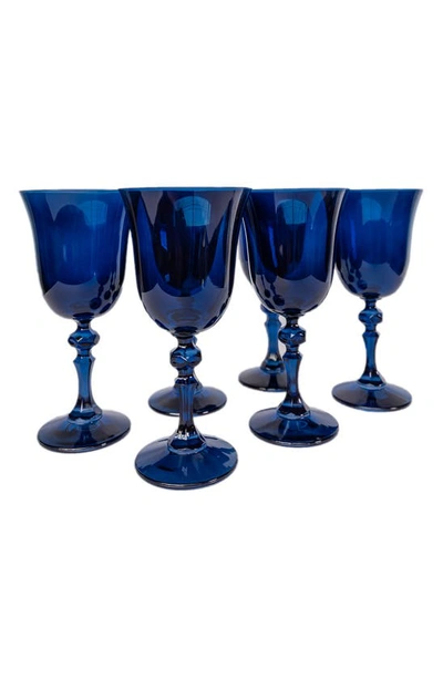 Estelle Colored Glass Set Of 6 Regal Goblets In Midnight Blue