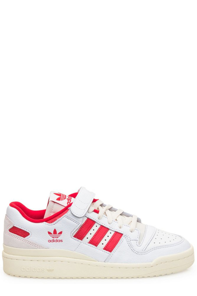 Adidas Originals Forum 84 Low Shell And Suede-trimmed Leather Sneakers In White/red