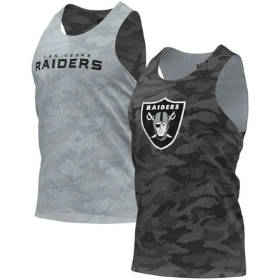 Foco Men's  Black, Gray Las Vegas Raiders Reversible Mesh Tank Top In Black,gray