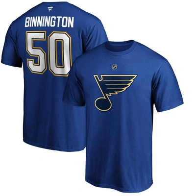 Fanatics Branded Jordan Binnington Blue St. Louis Blues Team Authentic Stack Name & Number T-shirt