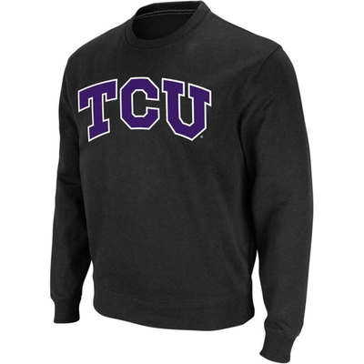 Colosseum Men's Tcu Horned Frogs Arch & Logo Crew Neck Sweatshirt In Black