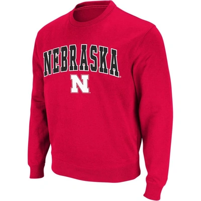 Colosseum Men's Scarlet Nebraska Huskers Arch Logo Crew Neck Sweatshirt