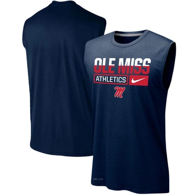 Nike Navy Ole Miss Rebels Wordmark Drop Legend Performance Tank Top