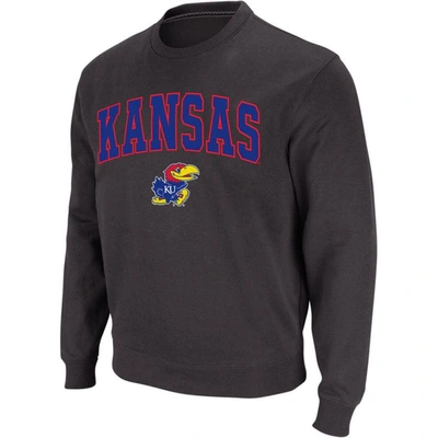 Colosseum Men's  Charcoal Kansas Jayhawks Arch & Logo Crew Neck Sweatshirt