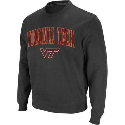 Colosseum Men's  Charcoal Virginia Tech Hokies Arch And Logo Crew Neck Sweatshirt