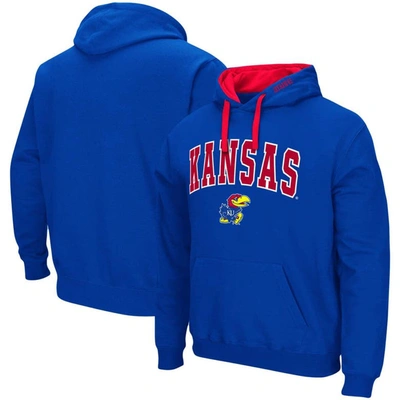 Colosseum Men's Royal Kansas Jayhawks Big And Tall Arch And Logo 2.0 Pullover Hoodie
